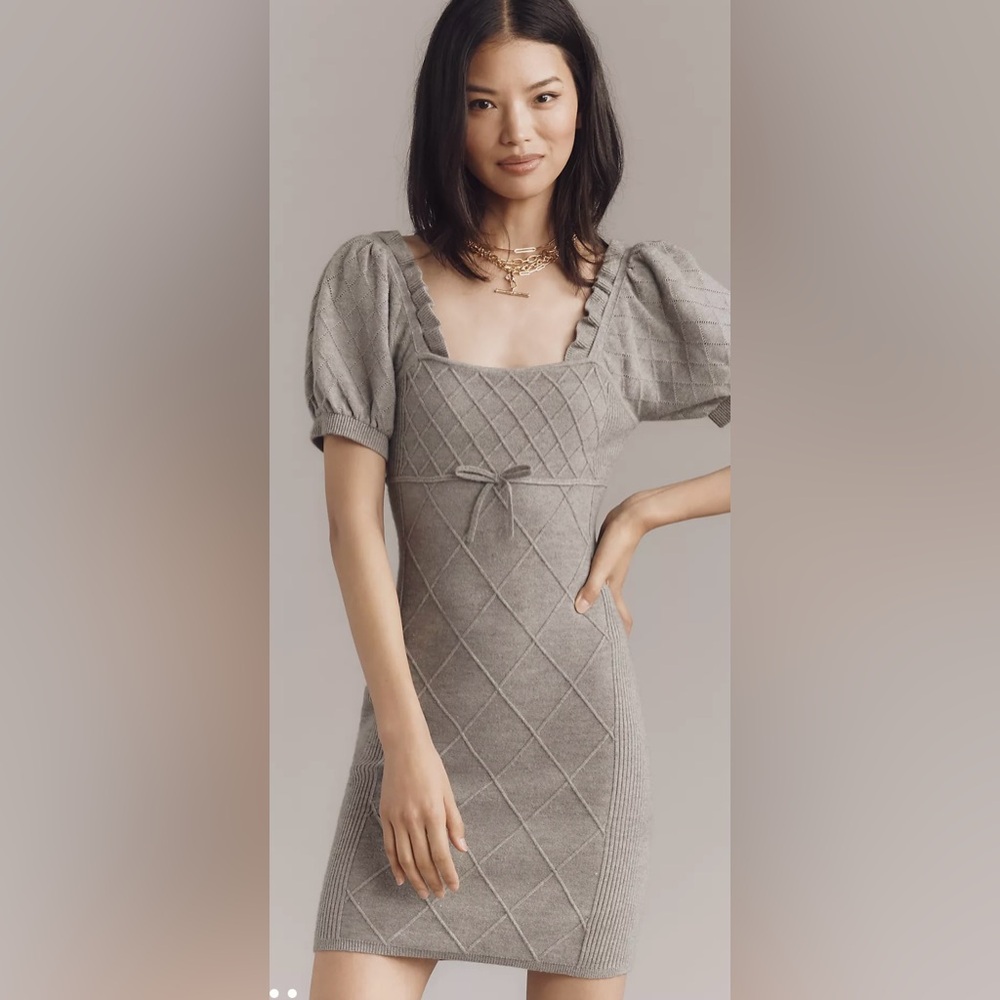 Anthropologie Charcoal‎ Quilted Midi Dress
